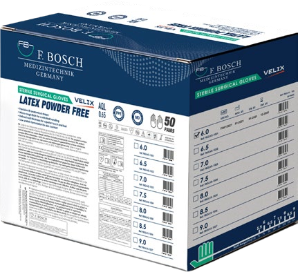 F.Bosch latex-free gloves packaging box