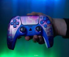 A holographic custom controller in a client's hands