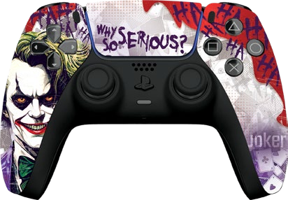 PS5 controller with a Joker-themed design